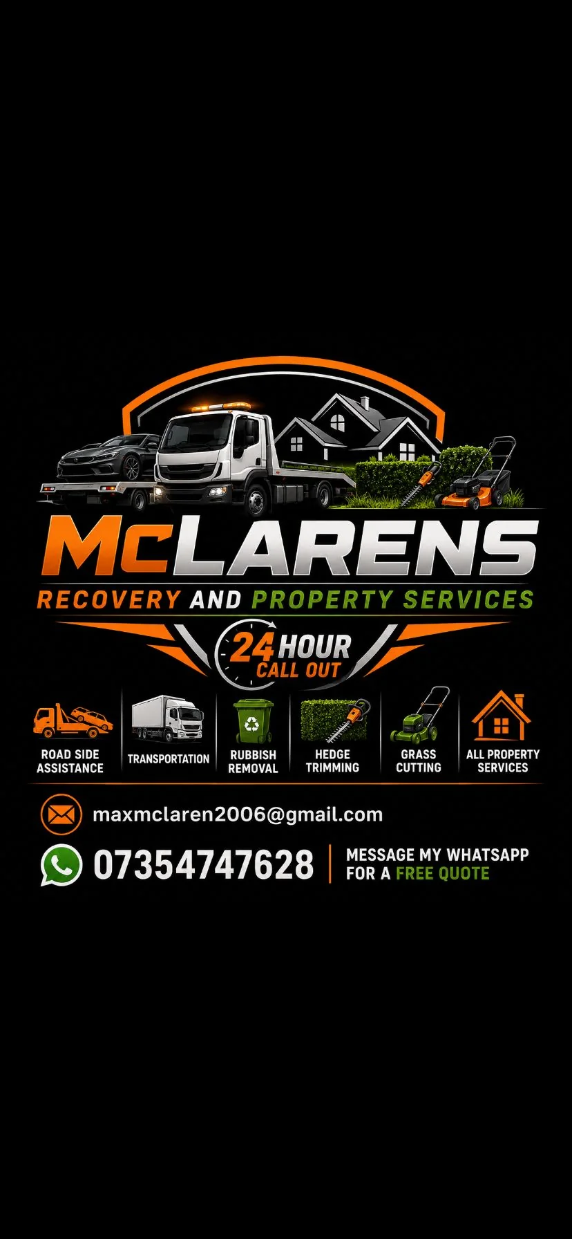 McLarens recovery truck, vehicle and property maintenance services